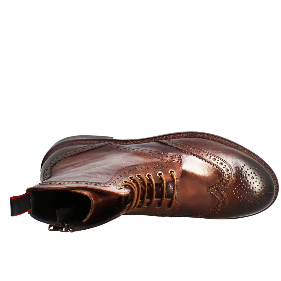 Outlet Leonardo Shoes Anfibi Candy Da Uomo In Pelle Lavata Colore Bronzato Marrone