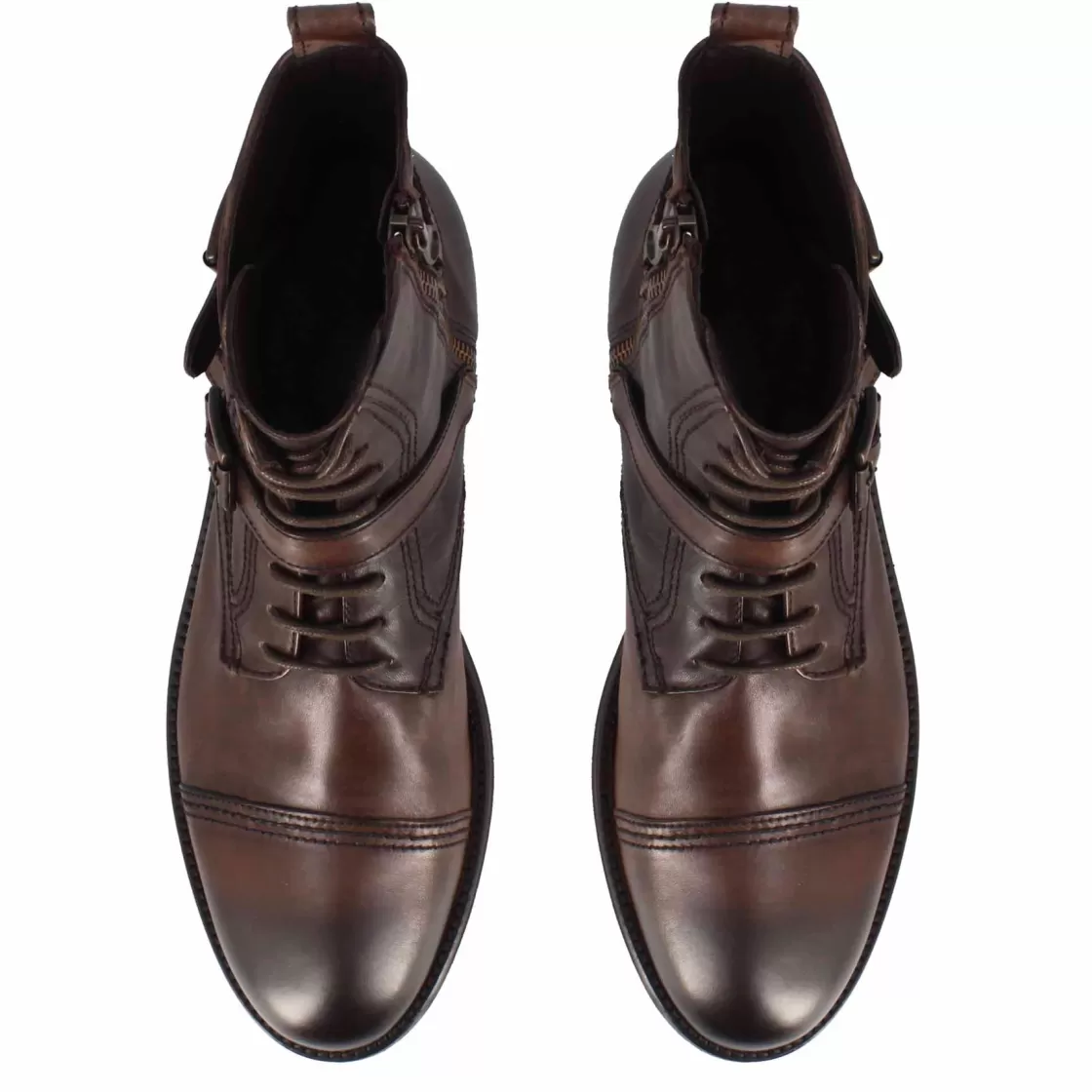 Discount Leonardo Shoes Anfibio Da Uomo In Pelle Colore E Suola In Gomma Marrone Scuro