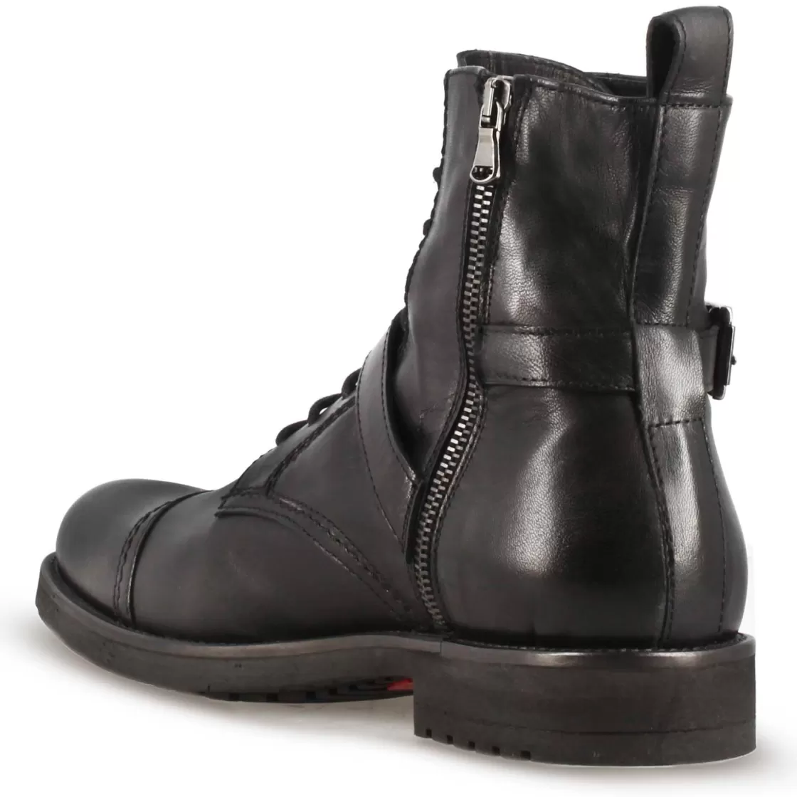 Hot Leonardo Shoes Anfibio Da Uomo In Pelle Colore E Suola In Gomma Nero