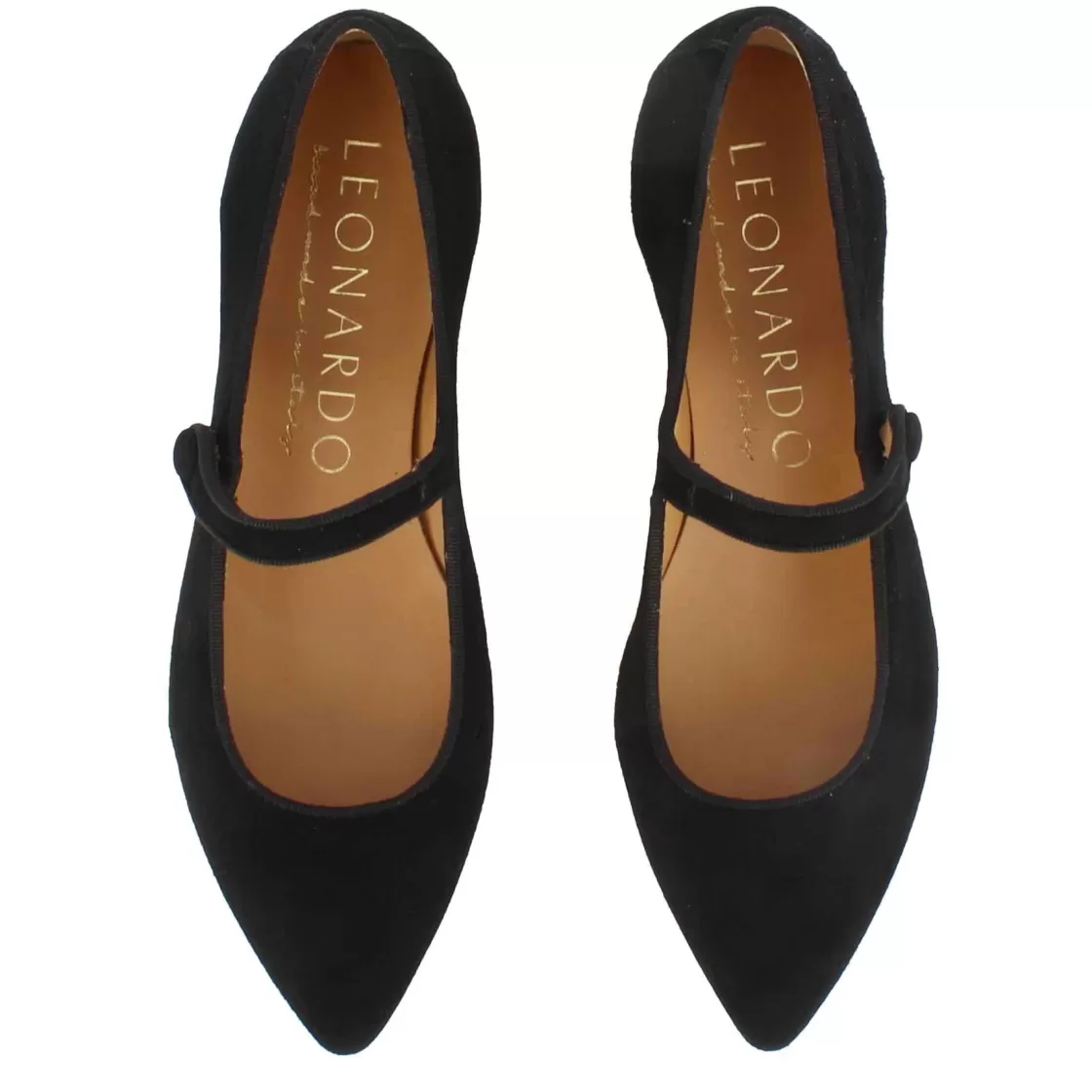 Discount Leonardo Shoes Ballerina Mary Jane Da Donna In Pelle Scamosciata Con Cinturino Colore Nero