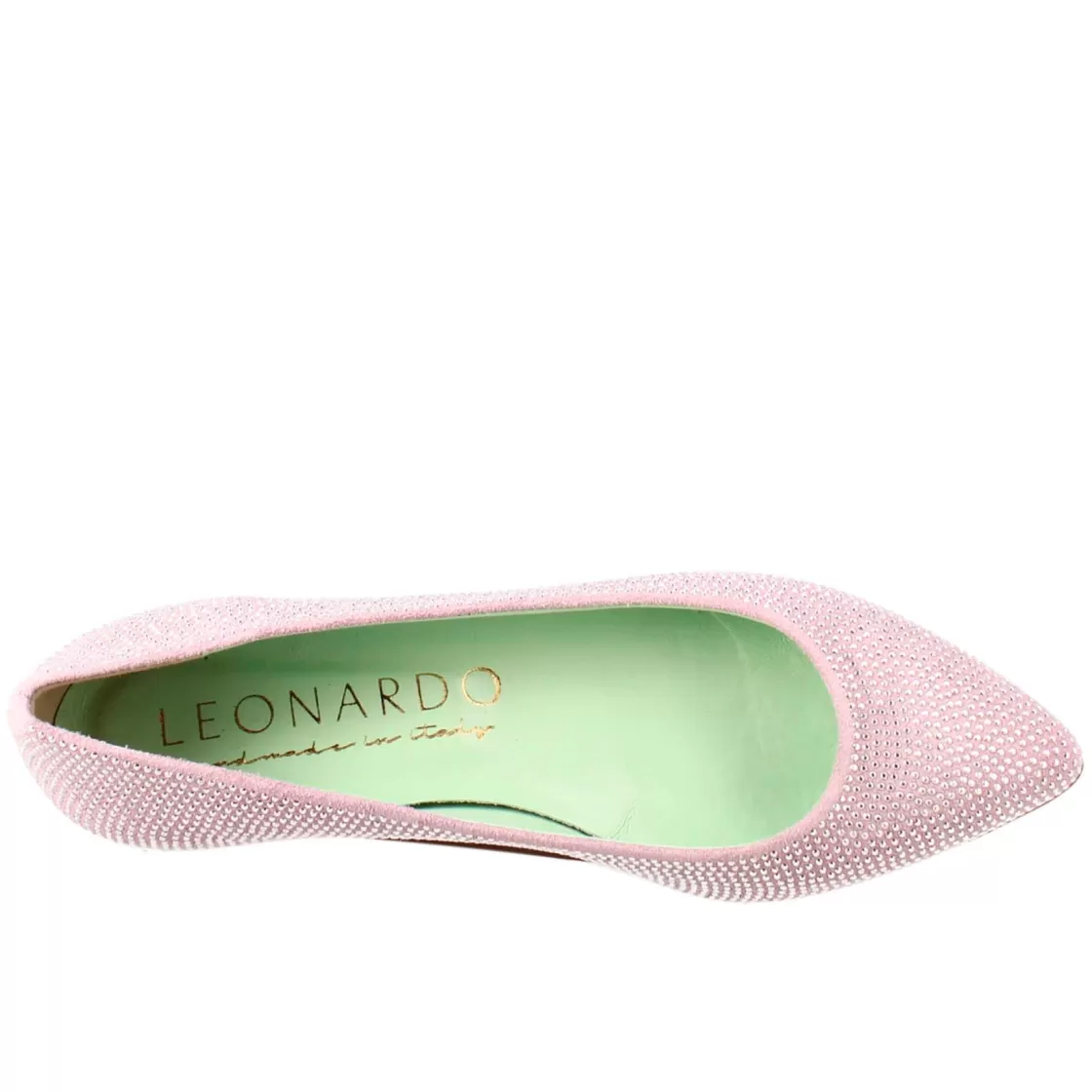 Outlet Leonardo Shoes Ballerine Da Donna Color In Pelle Scamosciata Con Strass Lilla