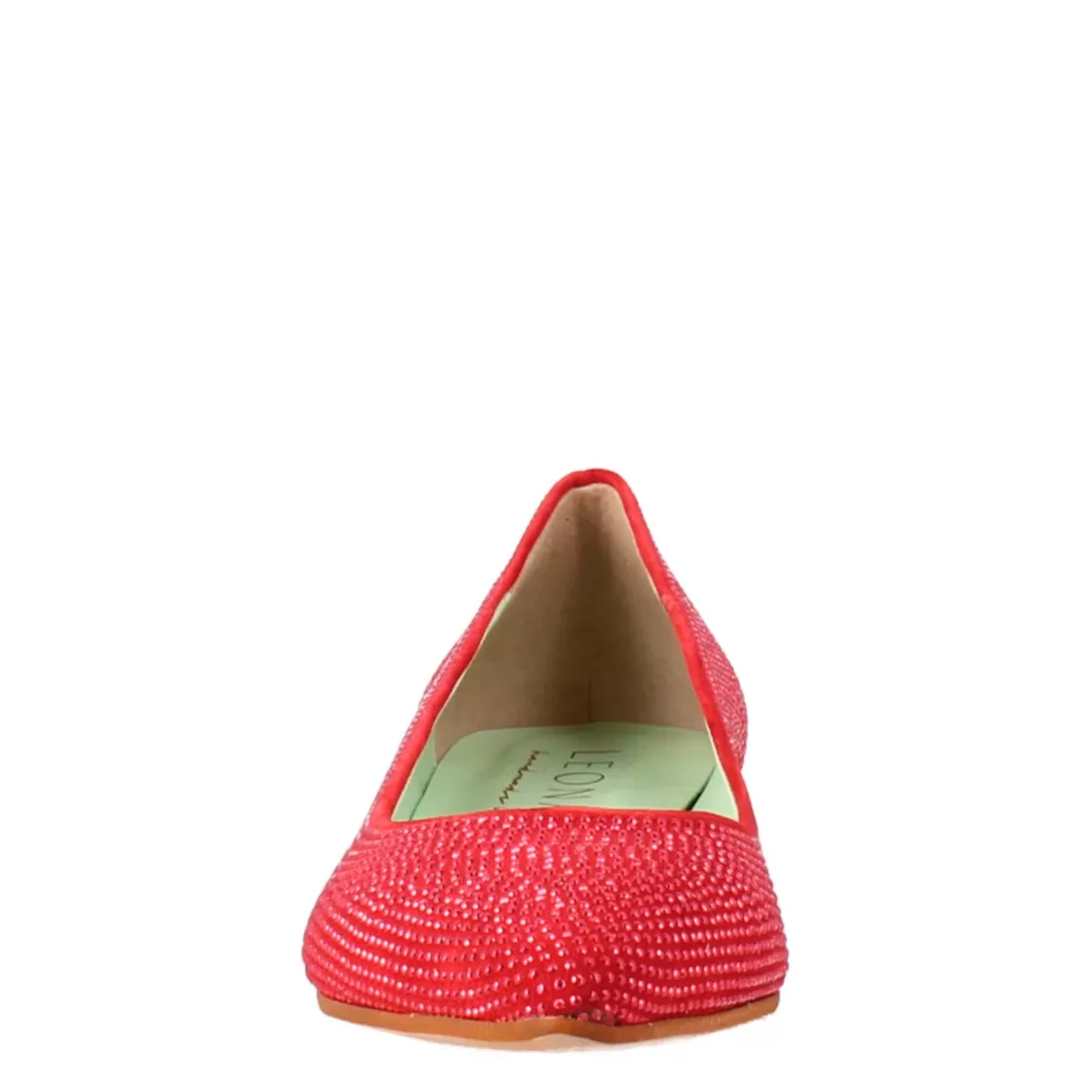 Flash Sale Leonardo Shoes Ballerine Da Donna Color In Pelle Scamosciata Con Strass Rosso