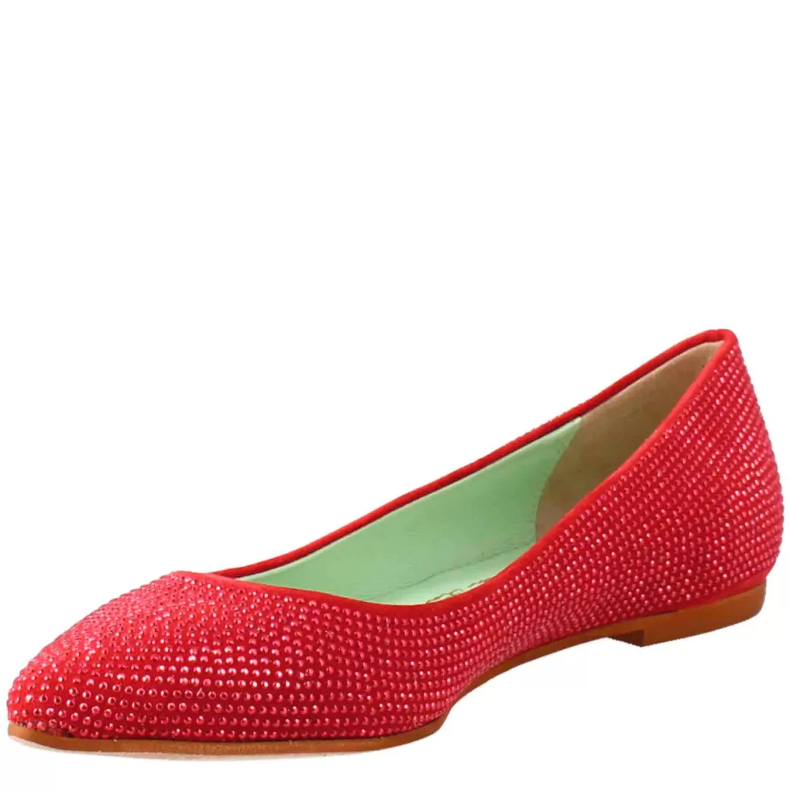 Flash Sale Leonardo Shoes Ballerine Da Donna Color In Pelle Scamosciata Con Strass Rosso