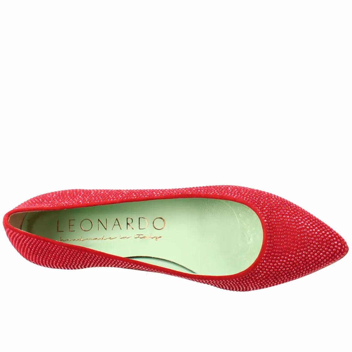 Flash Sale Leonardo Shoes Ballerine Da Donna Color In Pelle Scamosciata Con Strass Rosso