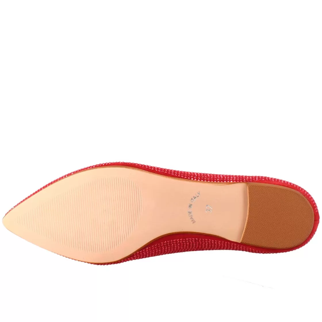 Flash Sale Leonardo Shoes Ballerine Da Donna Color In Pelle Scamosciata Con Strass Rosso