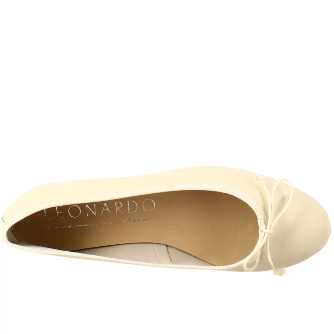 Hot Leonardo Shoes Ballerine Leggere Da Donna Color In Pelle Liscia Beige