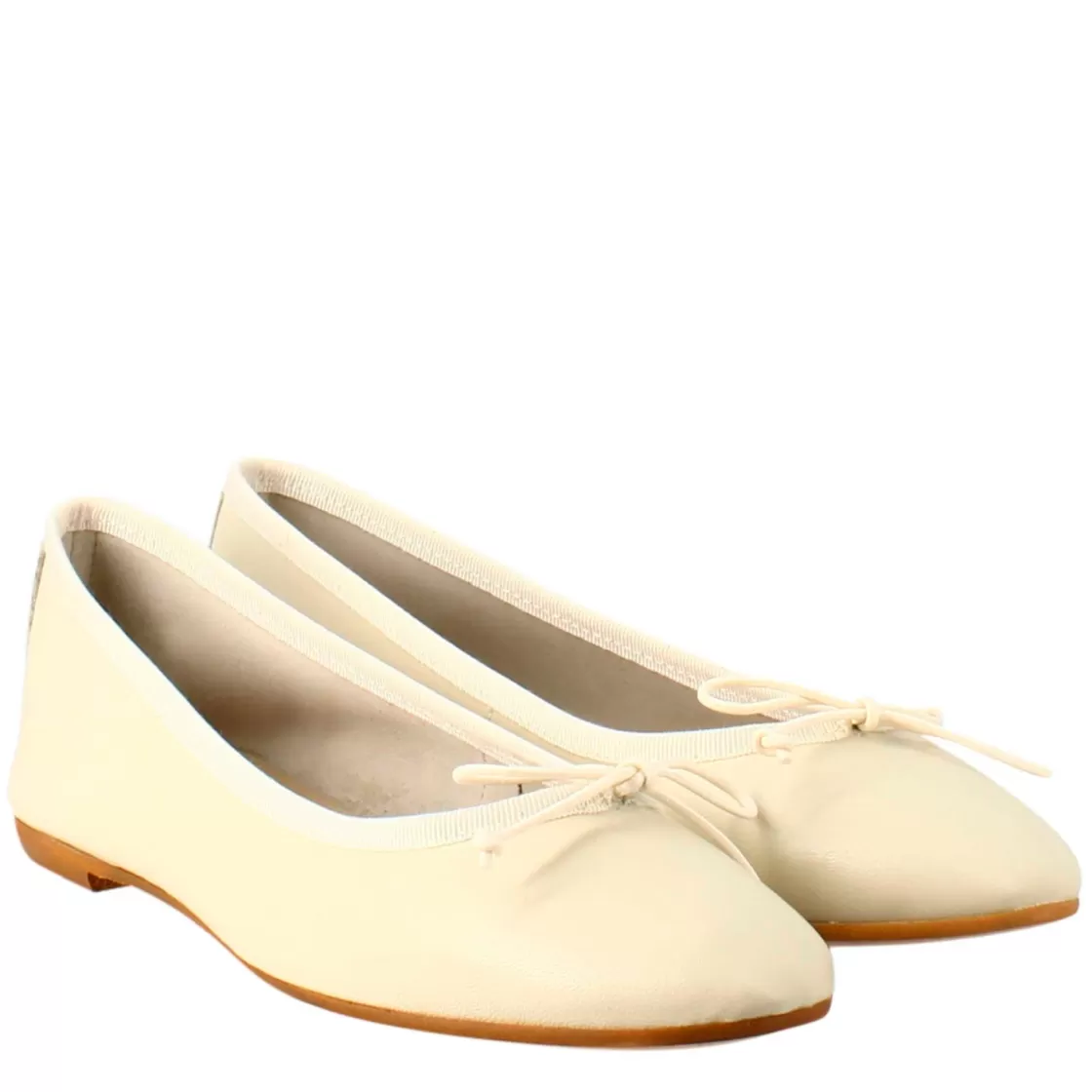 Hot Leonardo Shoes Ballerine Leggere Da Donna Color In Pelle Liscia Beige