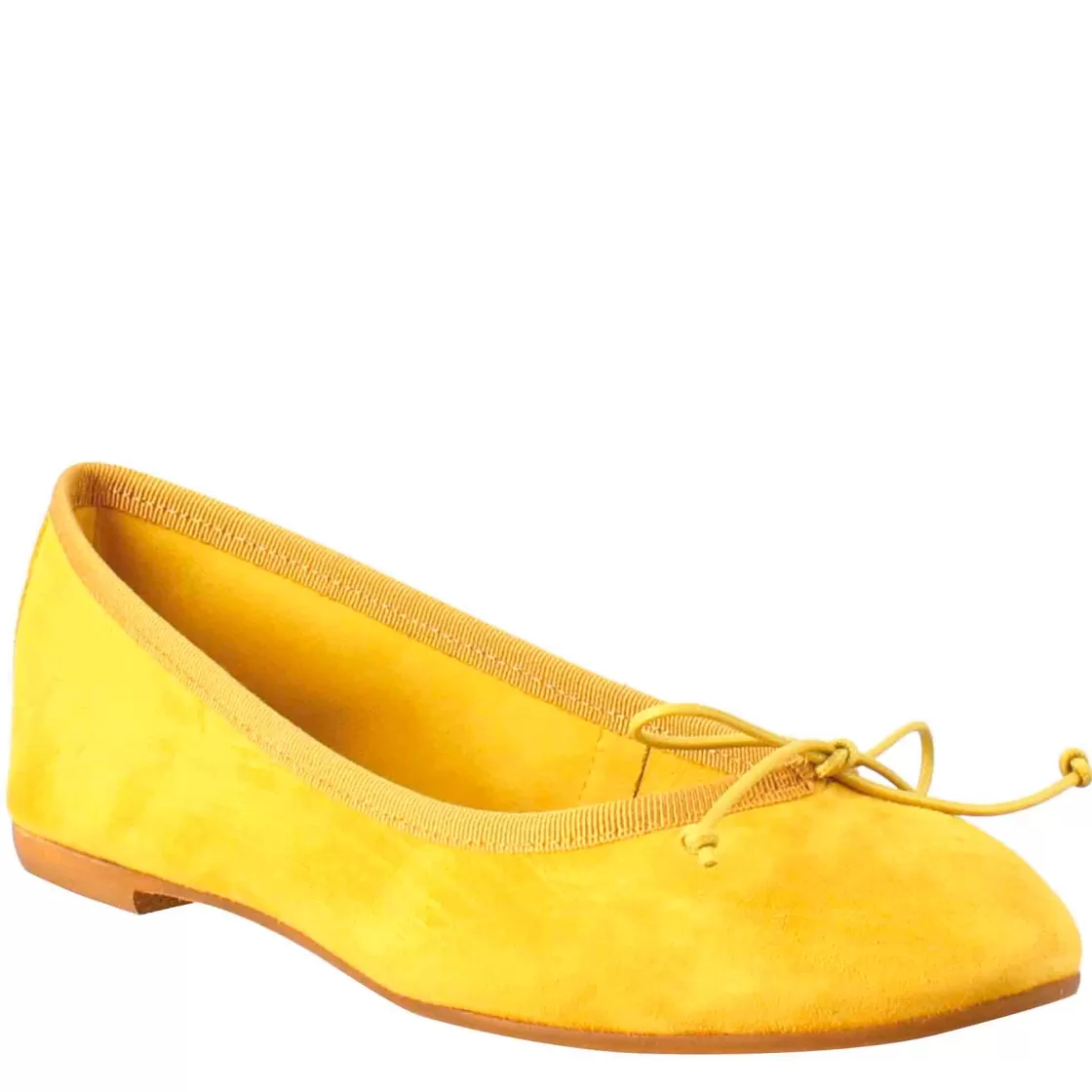 Shop Leonardo Shoes Ballerine Leggere Da Donna Color In Camoscio Sfoderate Giallo