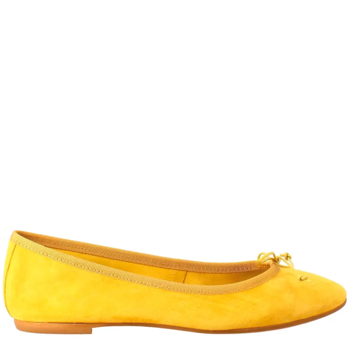 Shop Leonardo Shoes Ballerine Leggere Da Donna Color In Camoscio Sfoderate Giallo