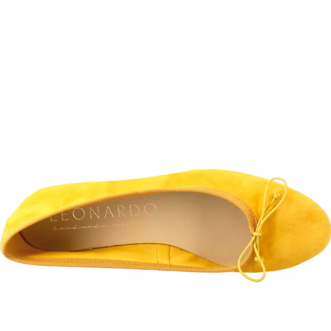 Shop Leonardo Shoes Ballerine Leggere Da Donna Color In Camoscio Sfoderate Giallo