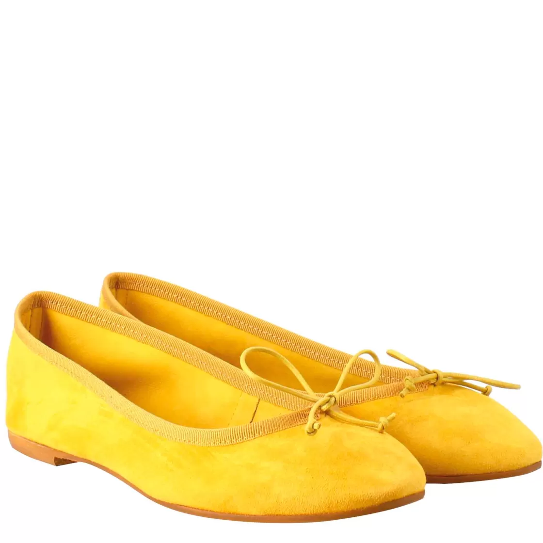 Shop Leonardo Shoes Ballerine Leggere Da Donna Color In Camoscio Sfoderate Giallo