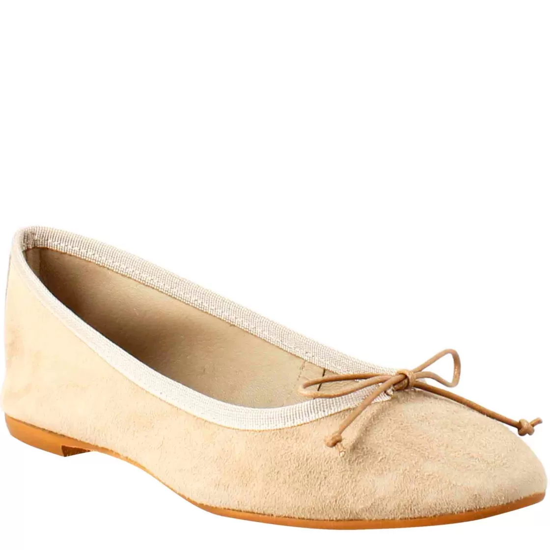 Outlet Leonardo Shoes Ballerine Leggere Da Donna Color Taupe In Camoscio Sfoderate Beige
