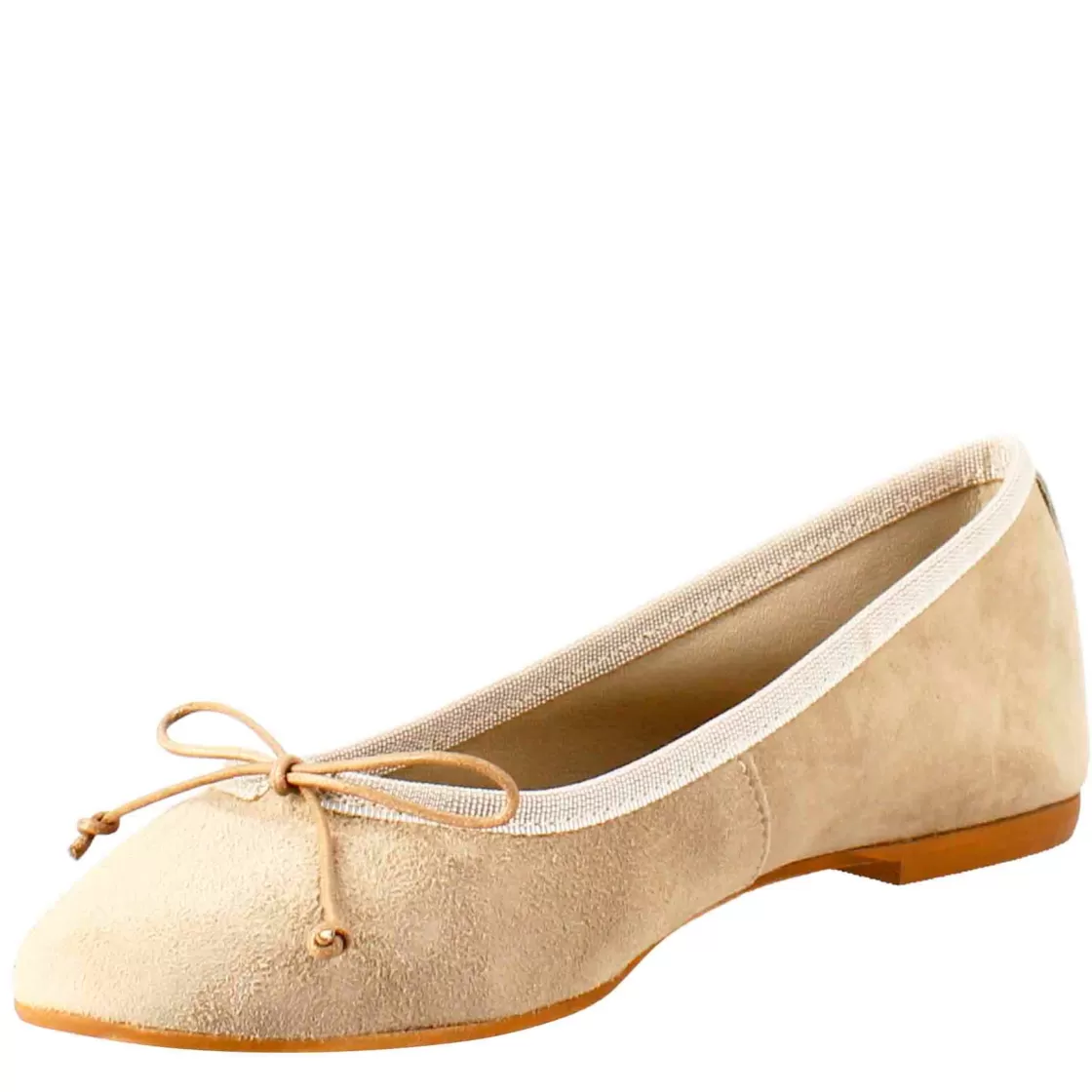 Outlet Leonardo Shoes Ballerine Leggere Da Donna Color Taupe In Camoscio Sfoderate Beige