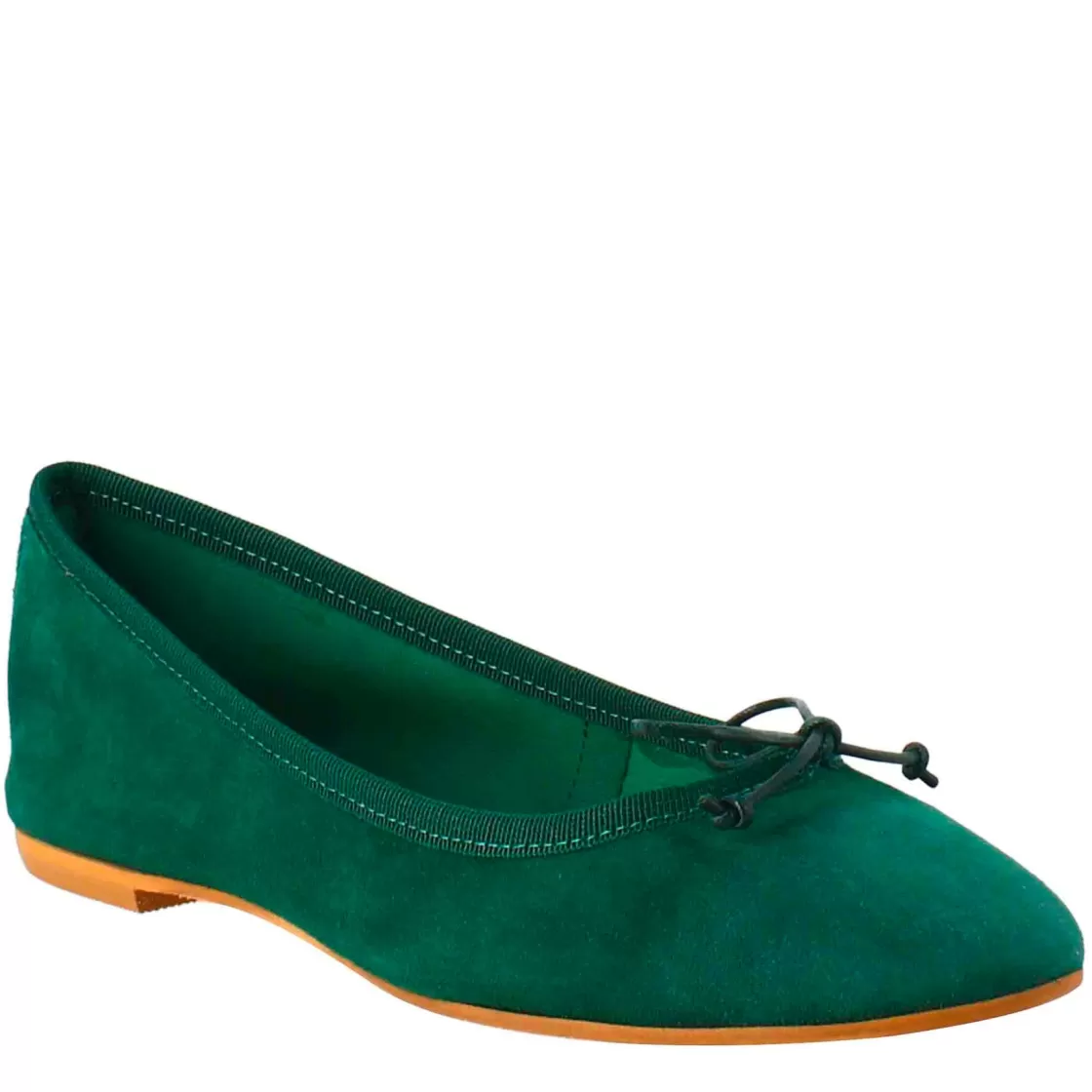 Shop Leonardo Shoes Ballerine Leggere Da Donna Color In Camoscio Sfoderate Verde