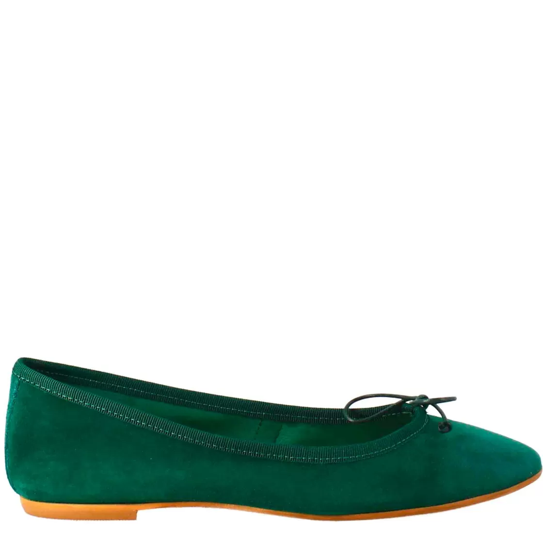 Shop Leonardo Shoes Ballerine Leggere Da Donna Color In Camoscio Sfoderate Verde