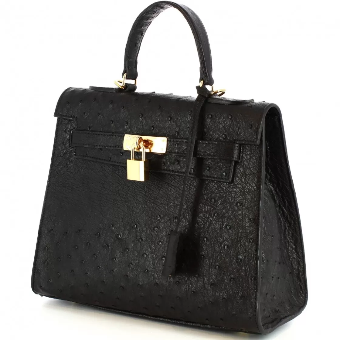 Discount Leonardo Shoes Borsa A Mano Con Tracolla Da Donna Artigianale In Pelle Di Struzzo Nera Nero