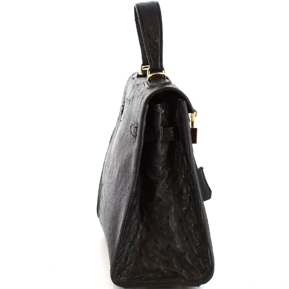 Discount Leonardo Shoes Borsa A Mano Con Tracolla Da Donna Artigianale In Pelle Di Struzzo Nera Nero