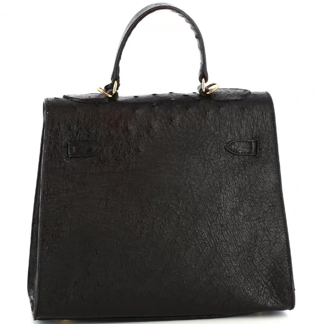 Discount Leonardo Shoes Borsa A Mano Con Tracolla Da Donna Artigianale In Pelle Di Struzzo Nera Nero