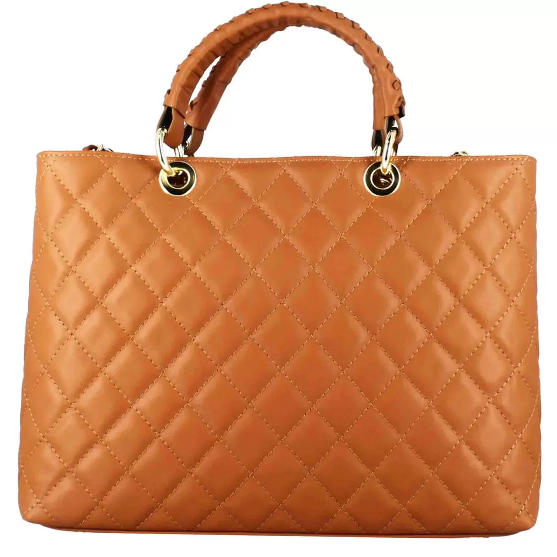 Outlet Leonardo Shoes Borsa Shopper Vanity Con Tracolla In Pelle Trapuntata Colore Marrone
