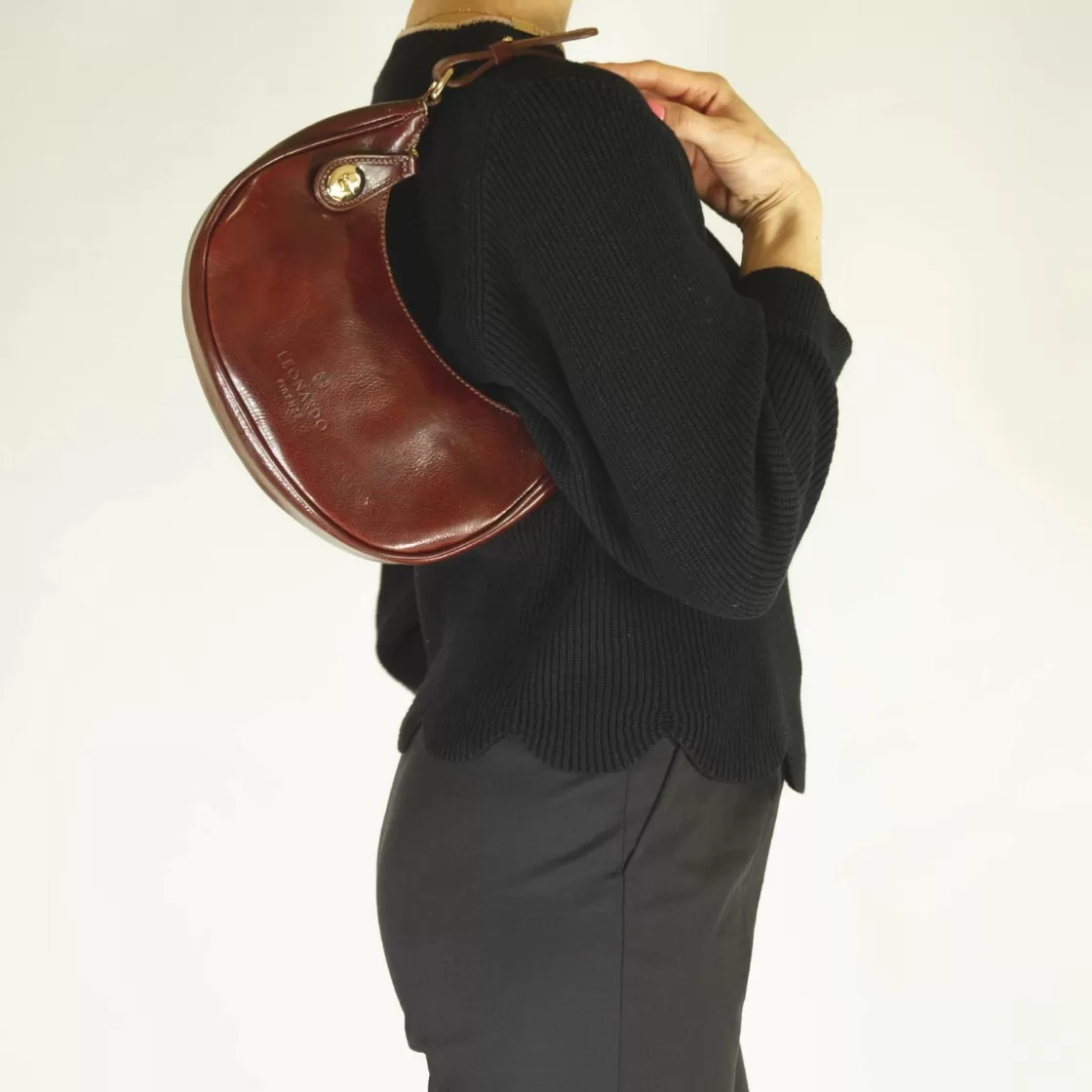 Hot Leonardo Shoes Borsetta A Spalla Jane In Pelle Con Tracolla Rimovibile Colore Marrone