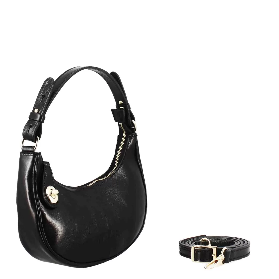 Best Leonardo Shoes Borsetta A Spalla Jane In Pelle Con Tracolla Rimovibile Colore Nero