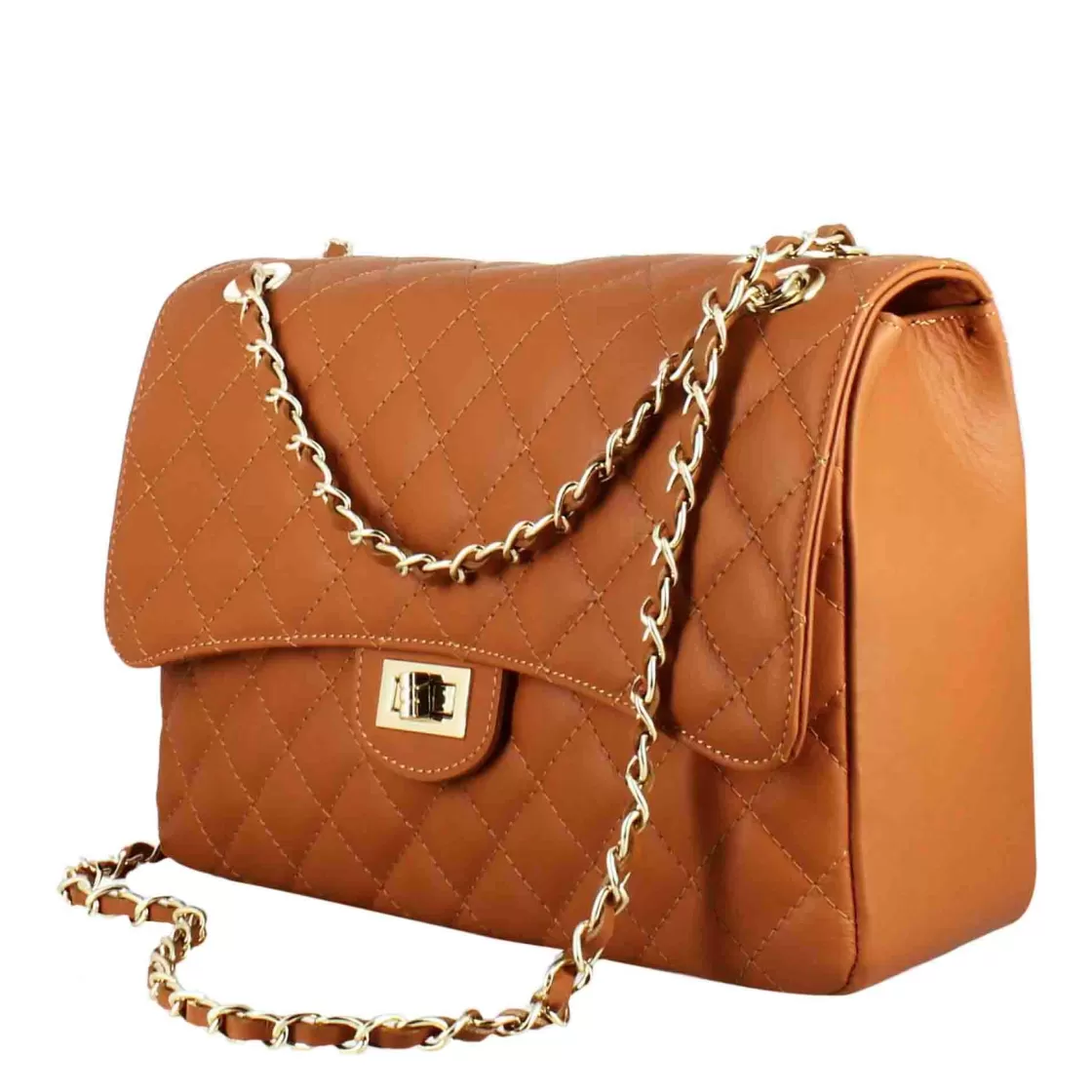 Discount Leonardo Shoes Borsetta Vanity Grande A Tracolla In Pelle Trapuntata Colore Marrone