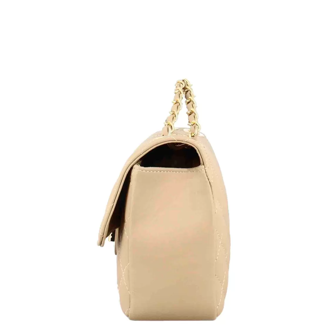 Flash Sale Leonardo Shoes Borsetta Vanity Media A Tracolla In Pelle Trapuntata Colore Beige