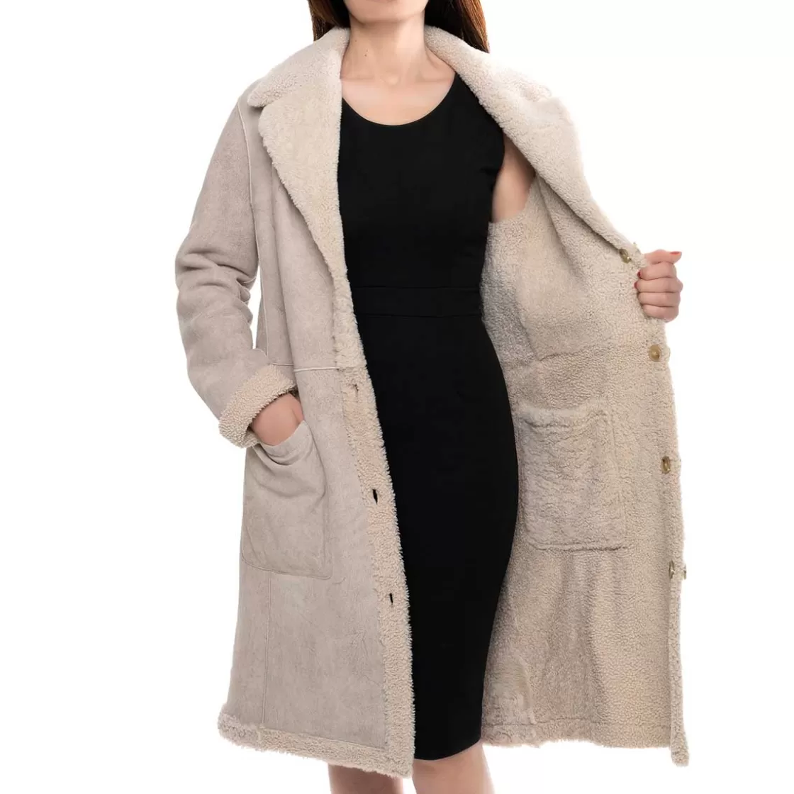 Best Leonardo Shoes Cappotto Reversibile Doppio Petto Lungo Da Donna Beige