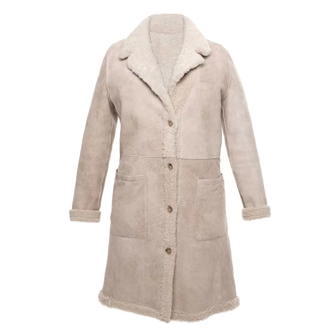 Best Leonardo Shoes Cappotto Reversibile Doppio Petto Lungo Da Donna Beige