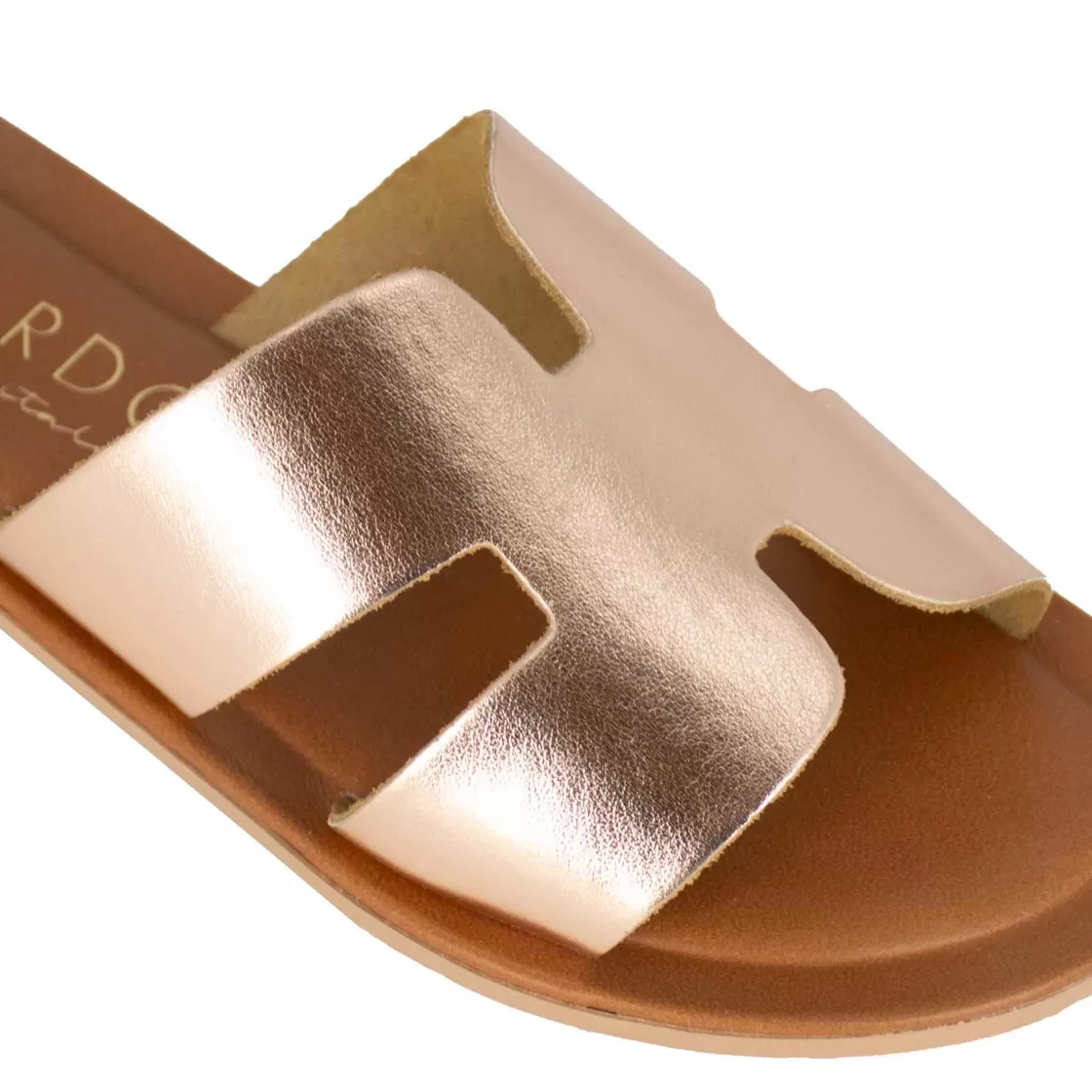 New Leonardo Shoes Ciabattine Da Donna In Pelle Metallizzata Colore Rosa Oro
