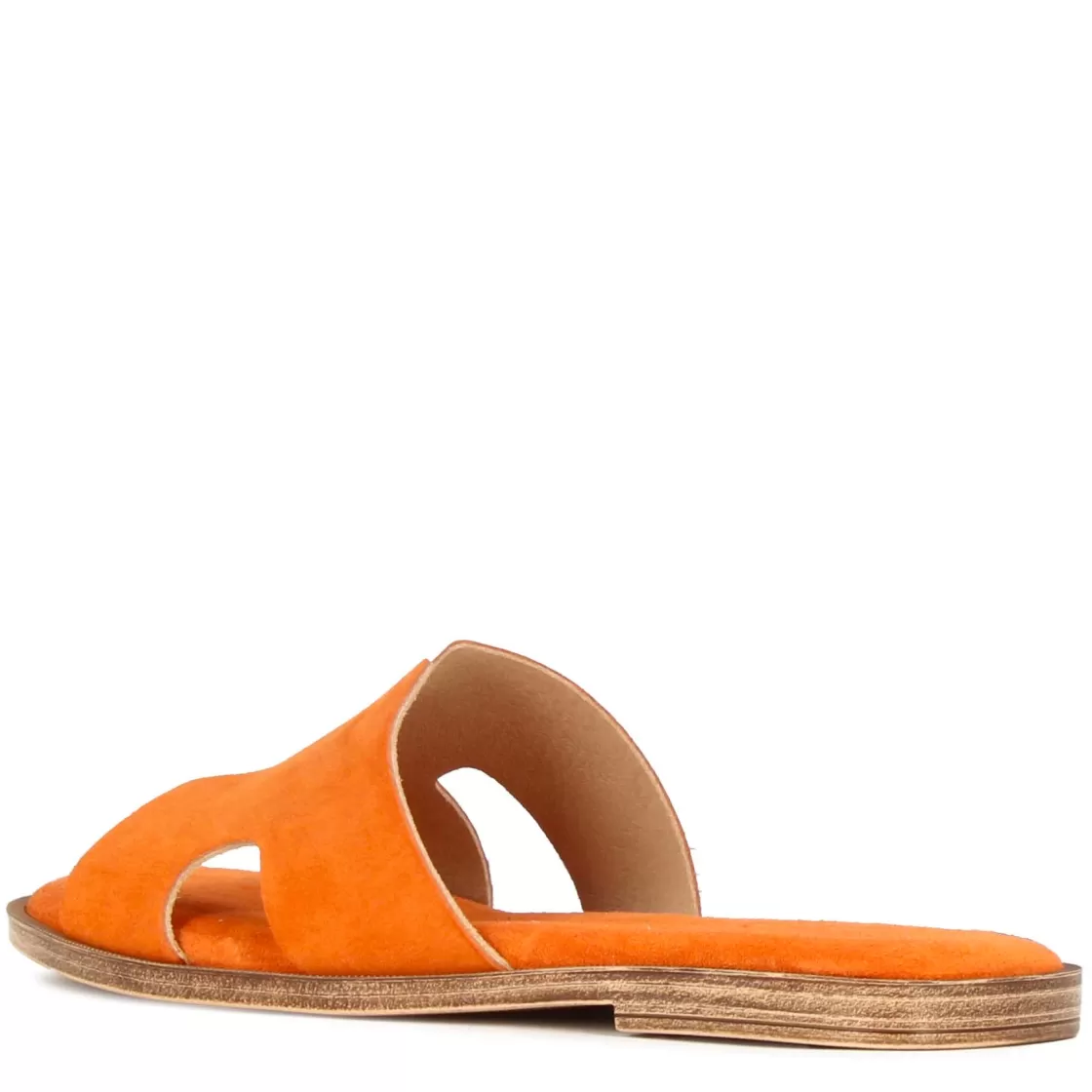 Fashion Leonardo Shoes Ciabattine Da Donna In Pelle Scamosciata Colore Arancio