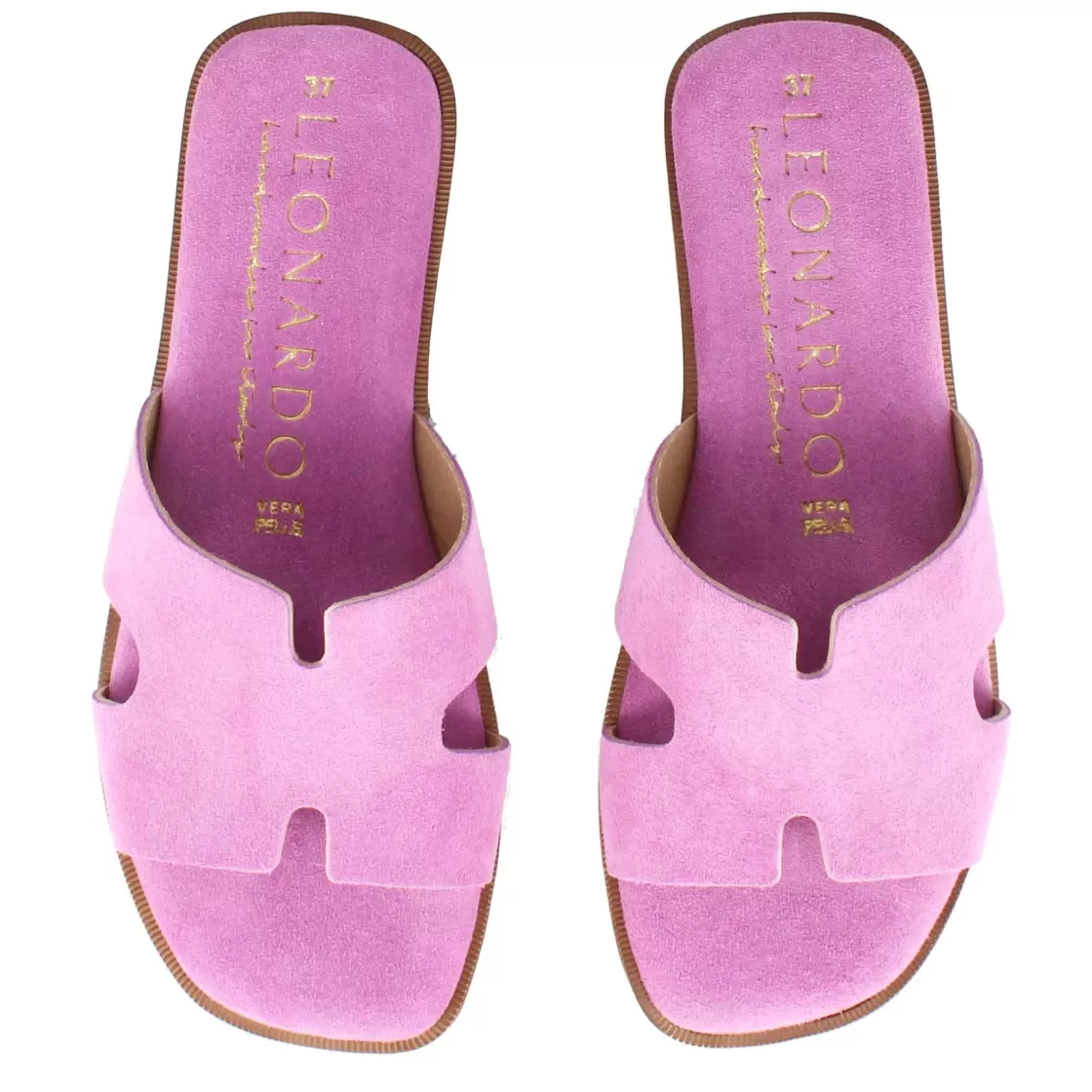 Clearance Leonardo Shoes Ciabattine Da Donna In Pelle Scamosciata Colore Viola