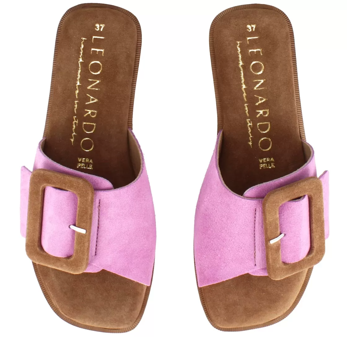 Online Leonardo Shoes Ciabattine Da Donna Scamosciate Colore Con Fibbia Viola