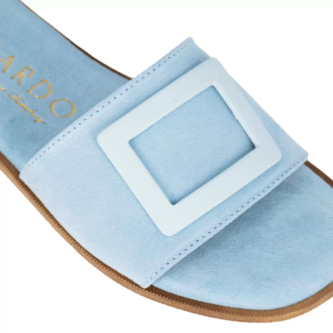 Shop Leonardo Shoes Ciabattine Da Donna Scamosciate Con Fascia Colore Turchese