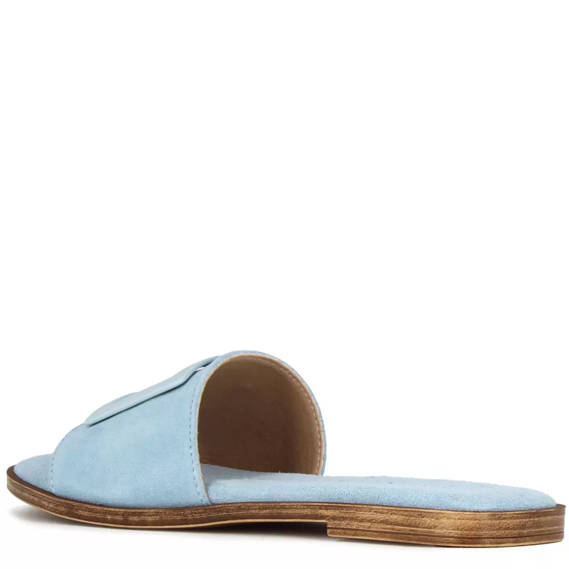 Shop Leonardo Shoes Ciabattine Da Donna Scamosciate Con Fascia Colore Turchese