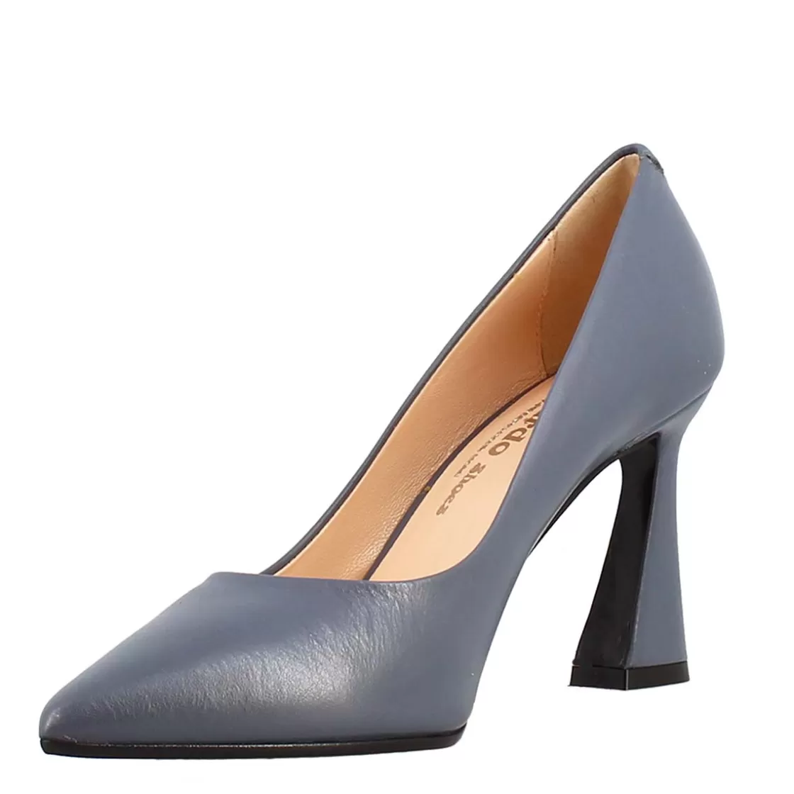 Discount Leonardo Shoes Décolleté A Punta In Pelle Color Celeste