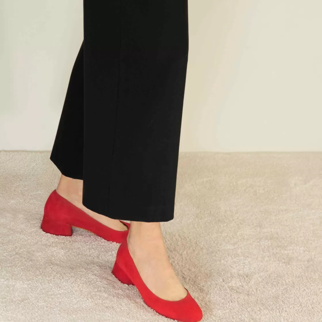 Hot Leonardo Shoes Décolleté Classica Da Donna In Pelle Scamosciata Colore Rosso