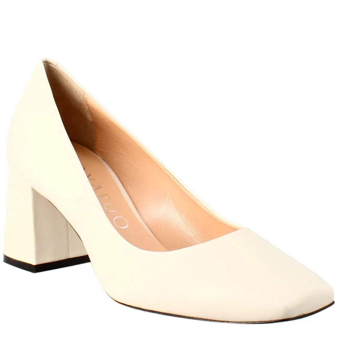 Store Leonardo Shoes Décolleté Da Donna In Pelle A Punta Squadrata Beige