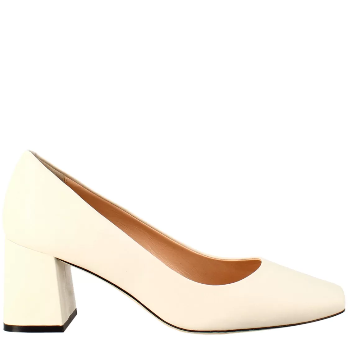 Store Leonardo Shoes Décolleté Da Donna In Pelle A Punta Squadrata Beige