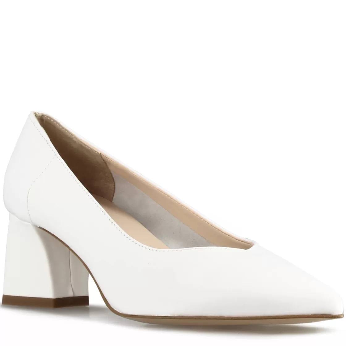 Hot Leonardo Shoes Décolleté Da Donna In Pelle Colore Con Tacco Medio Bianco