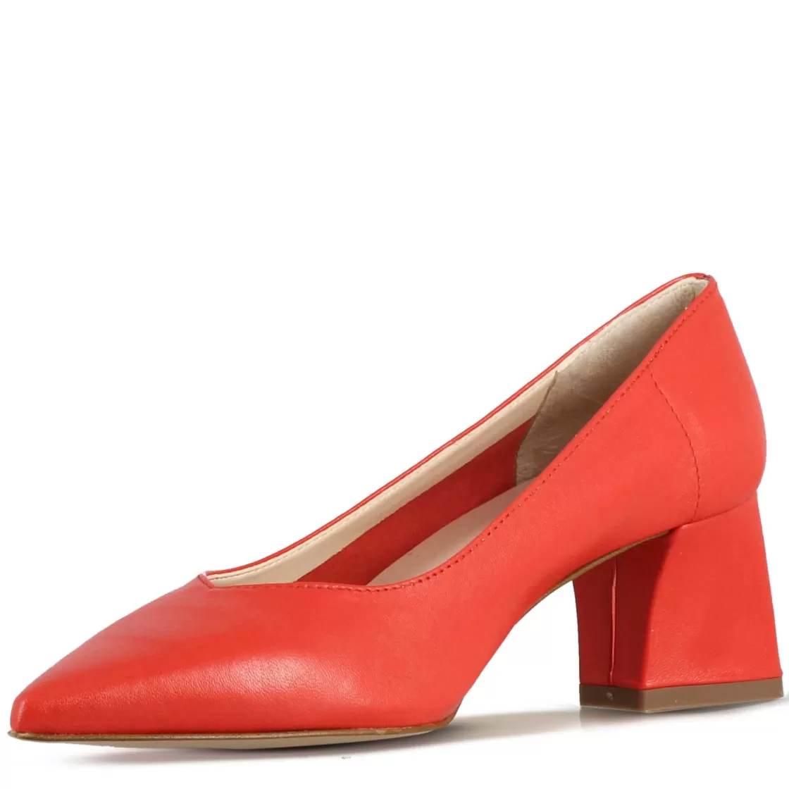 Discount Leonardo Shoes Décolleté Da Donna In Pelle Colore Con Tacco Medio Rosso