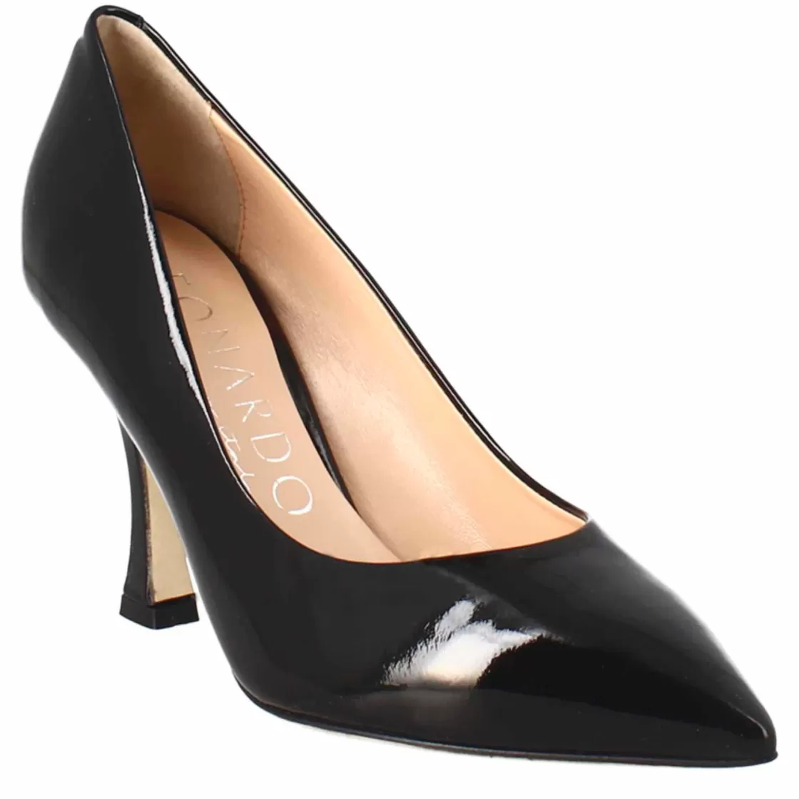 Online Leonardo Shoes Décolleté Da Donna In Pelle Verniciata Colore A Punta Nero