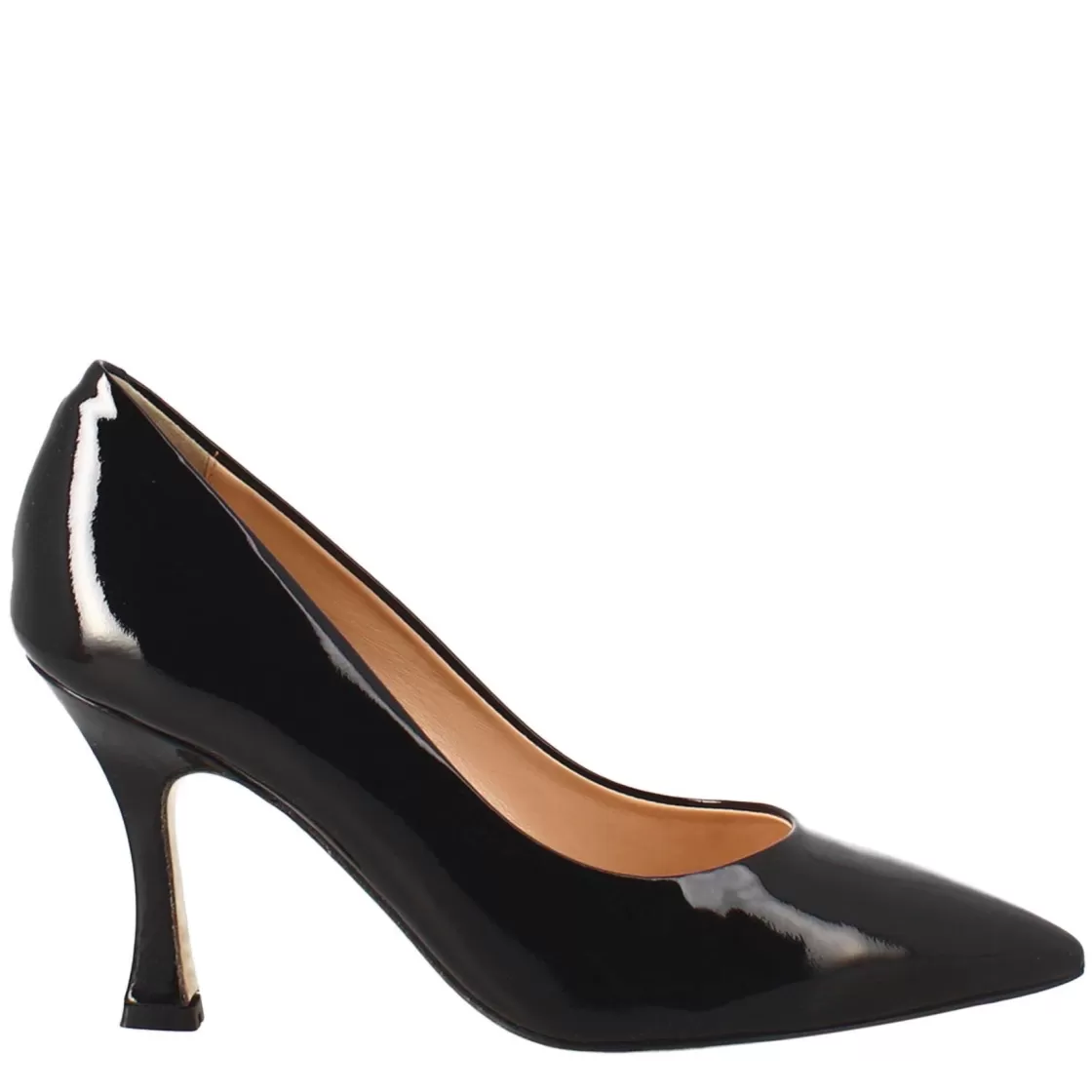 Online Leonardo Shoes Décolleté Da Donna In Pelle Verniciata Colore A Punta Nero