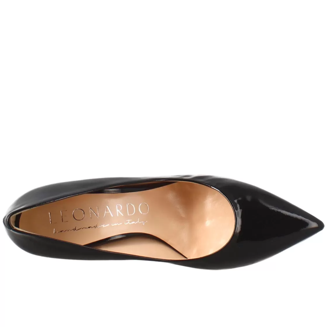 Online Leonardo Shoes Décolleté Da Donna In Pelle Verniciata Colore A Punta Nero