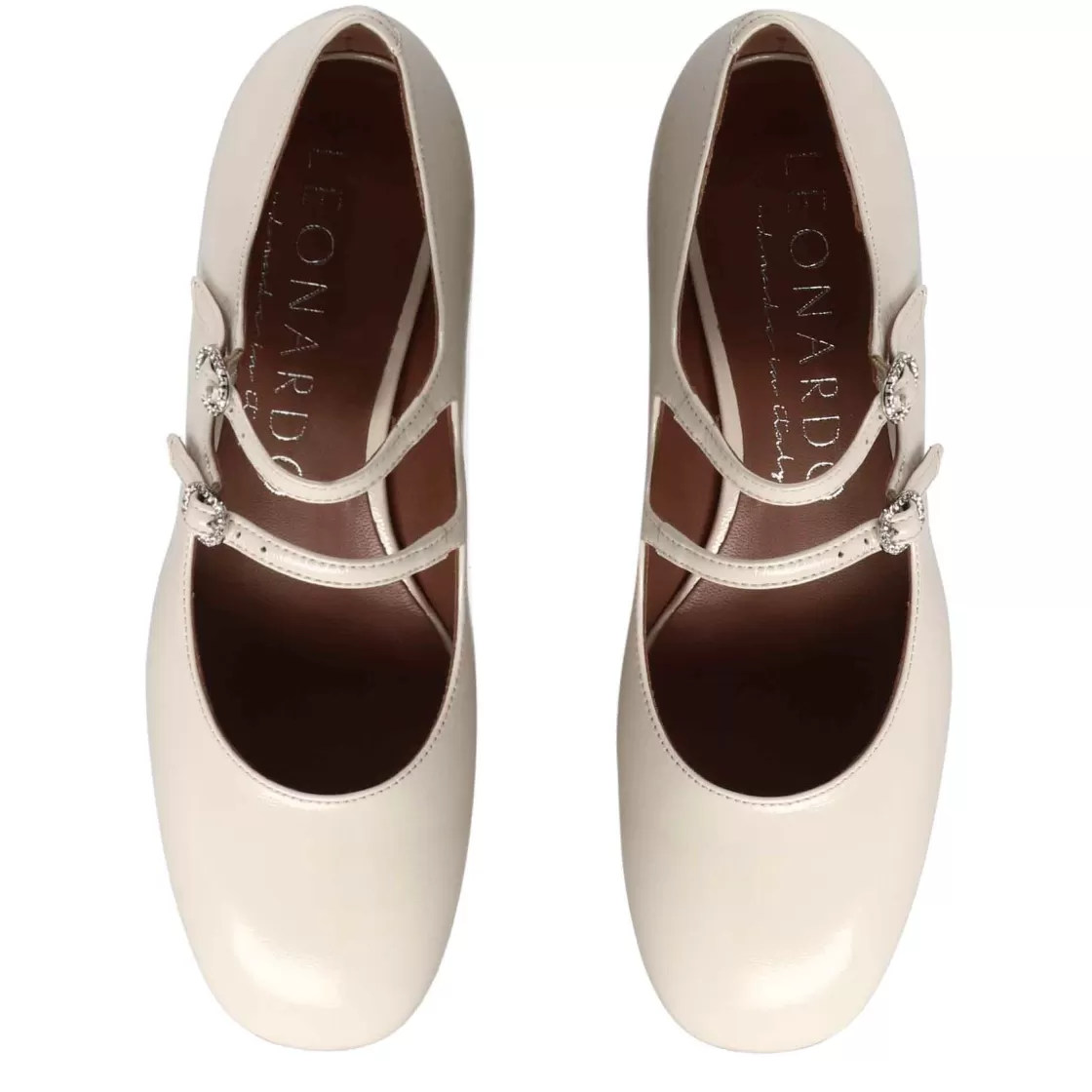 Sale Leonardo Shoes Décolleté Mary Jane In Pelle Verniciata Colore Bianco