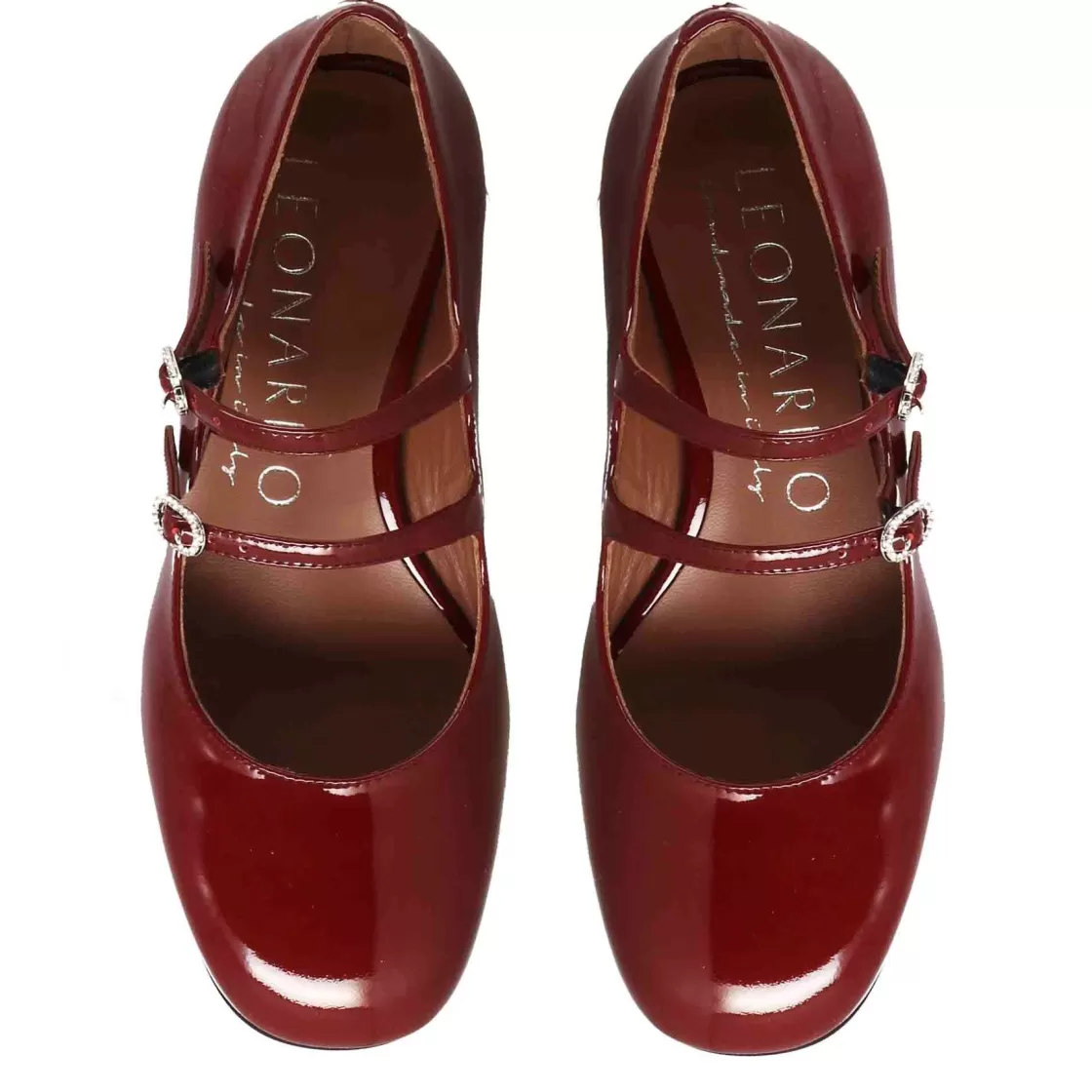 Online Leonardo Shoes Décolleté Mary Jane In Pelle Verniciata Colore Bordeaux Nero