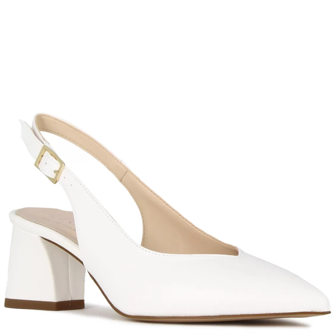 Shop Leonardo Shoes Décolleté Slingback Da Donna In Pelle Colore Con Tacco Medio Bianco
