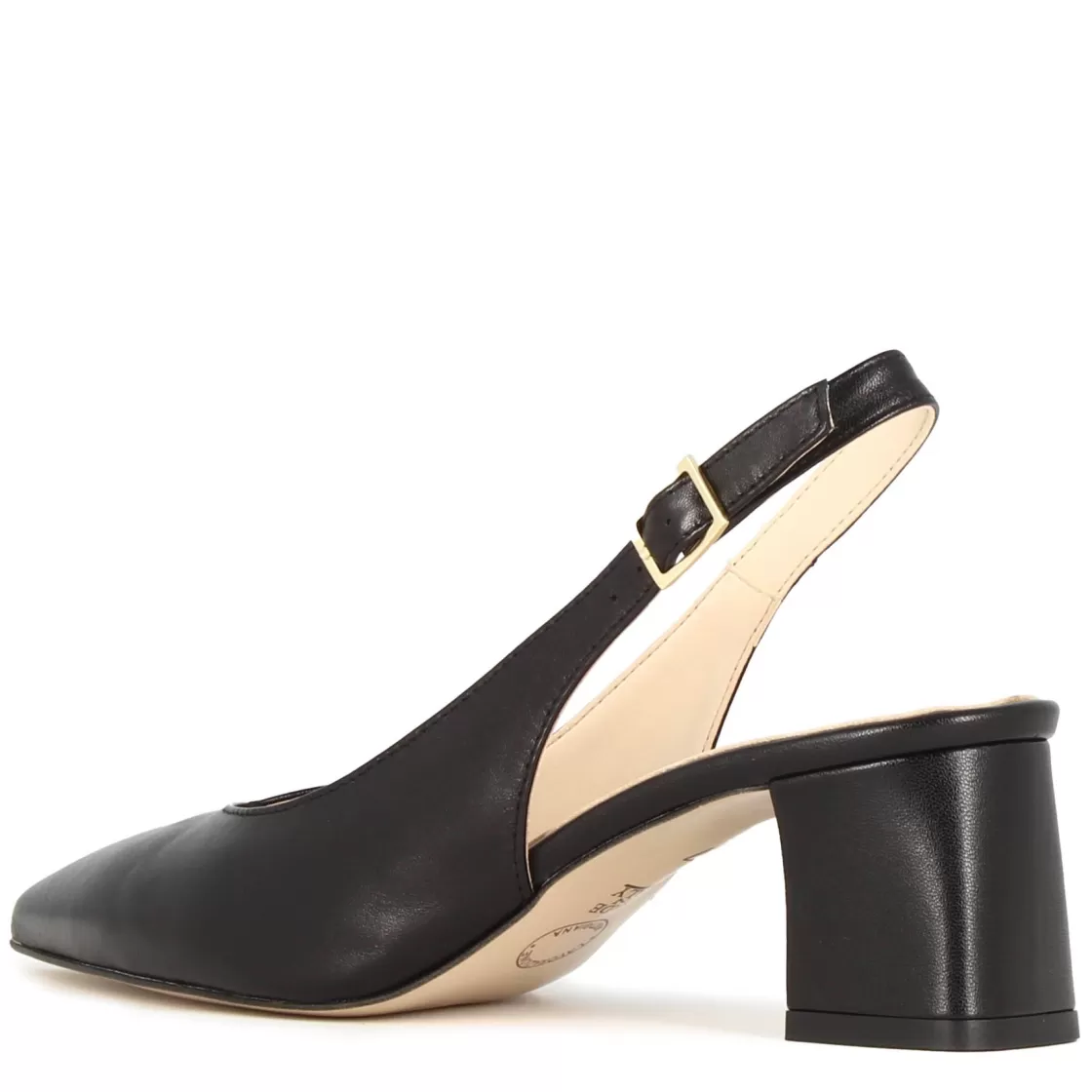 Hot Leonardo Shoes Décolleté Slingback Da Donna In Pelle Colore Con Tacco Medio Nero