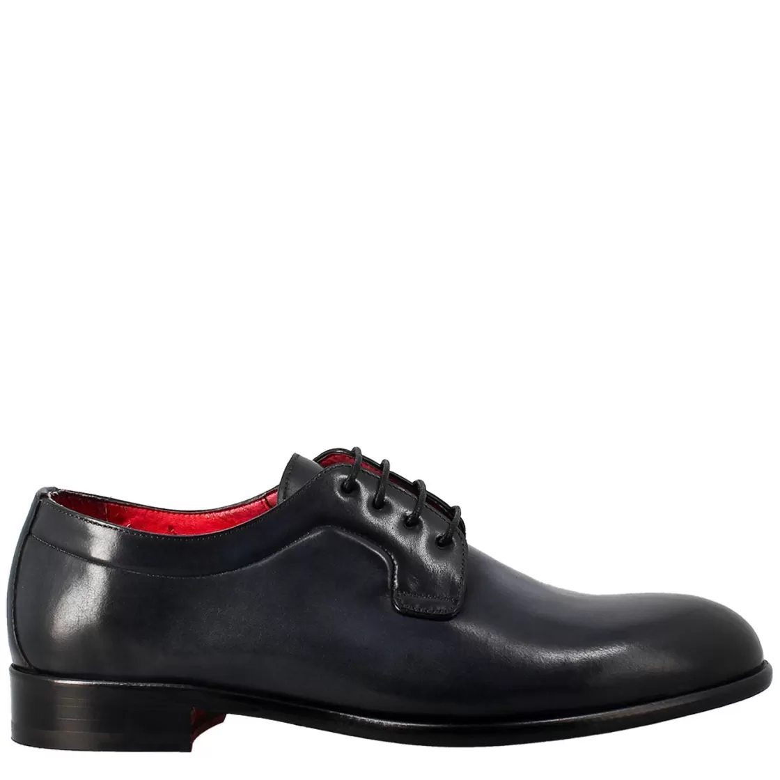 Shop Leonardo Shoes Derby Elegante Da Uomo In Pelle Liscia Blu