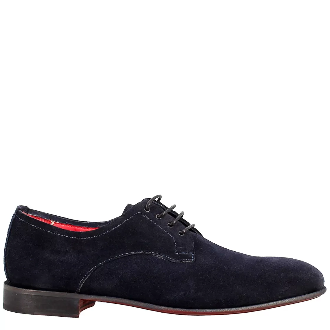 Store Leonardo Shoes Derby Elegante Da Uomo In Pelle Scamosciata Blu